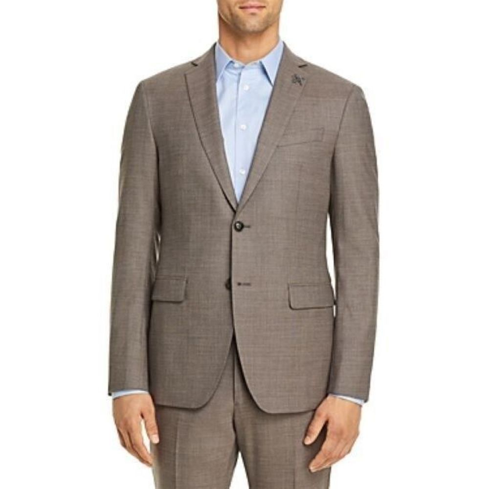 John Varvatos Star Bleecker Brown Sharkskin Slim Fit Suit Jacket Coat 38 S 38S